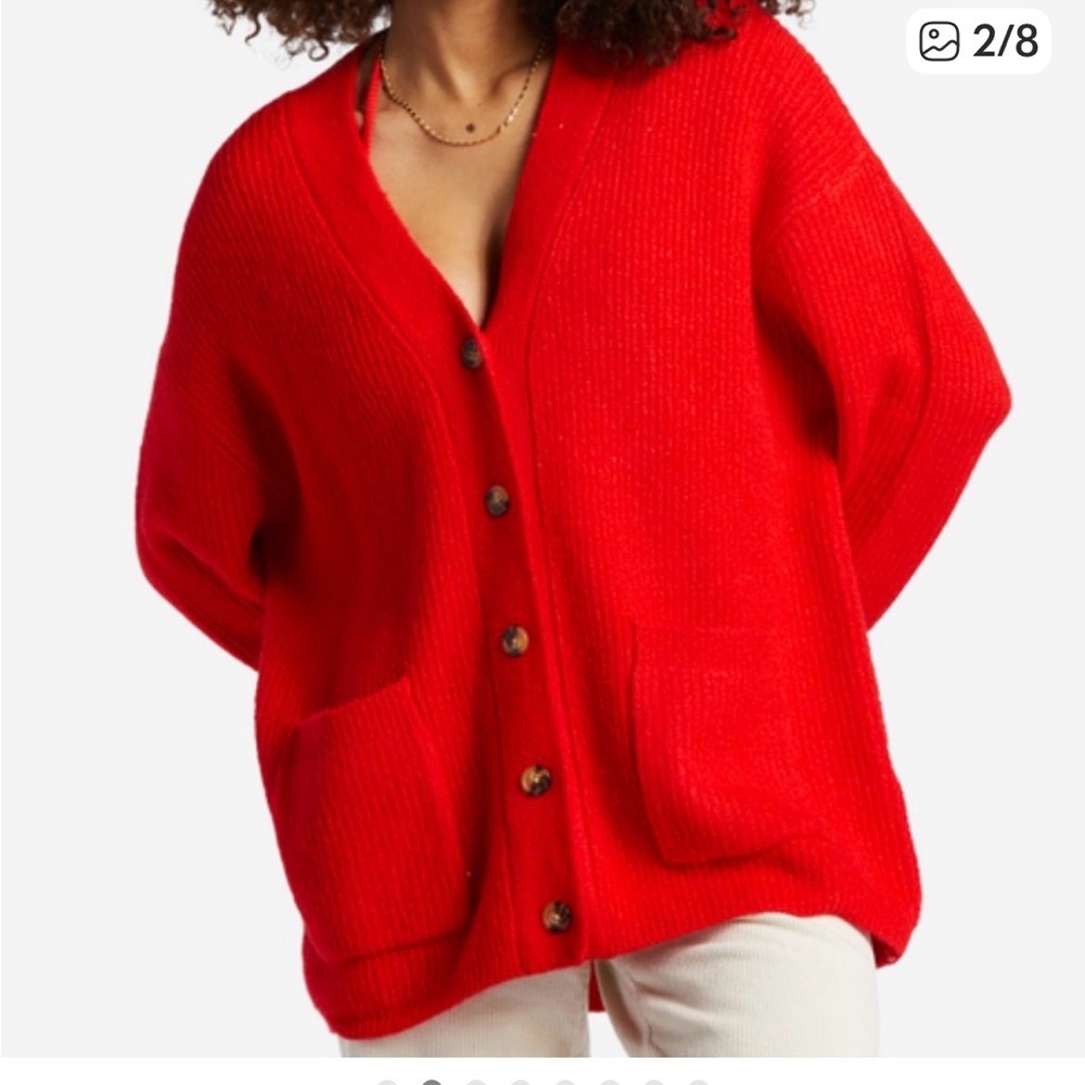 Billabong So Chill Red Button-Up Cardigan